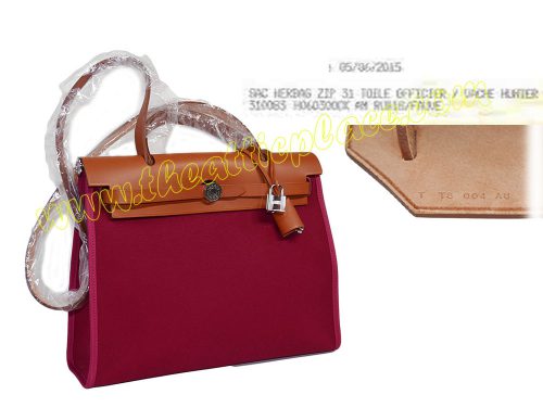 Hermes Ruby Herbag 31 Zip w Natural Calf T Stamp Palladium Hardware-0