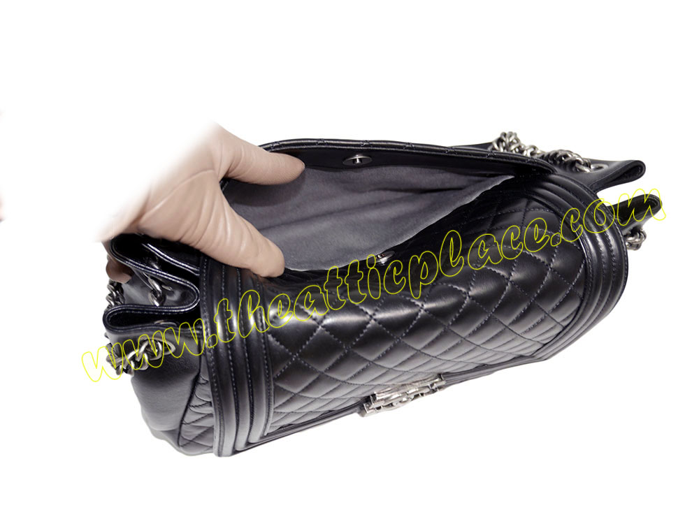 Chanel 15932228 Black Boy Chanle Calf Accordion Flap Ruthenium Hardware-37680 Chanel 15932228 Black Boy Chanle Calf Accordion Flap Ruthenium Hardware-37680