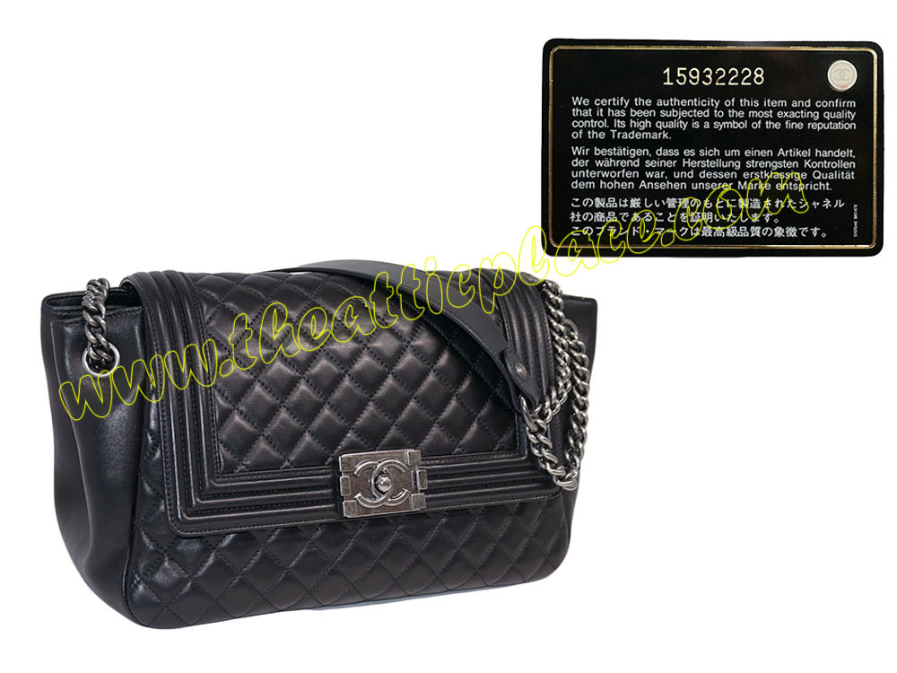 Chanel 15932228 Black Boy Chanle Calf Accordion Flap Ruthenium Hardware-0 Chanel 15932228 Black Boy Chanle Calf Accordion Flap Ruthenium Hardware-0
