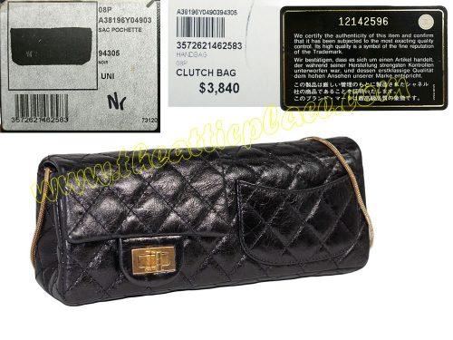Chanel 12142596 Black Distressed Reissue A38196Y Limited Pochette Mat Gold Hardware-0