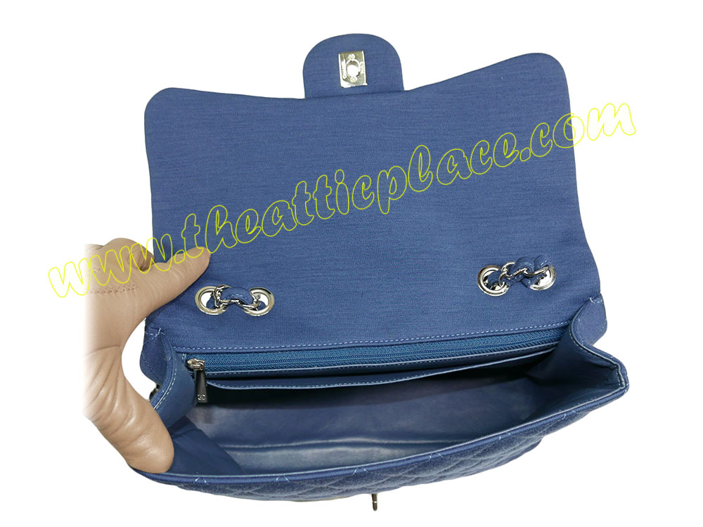 Chanel 13937688 Blue Jersey Jumbo Single Flap Silver Hardware -37846 Chanel 13937688 Blue Jersey Jumbo Single Flap Silver Hardware -37846