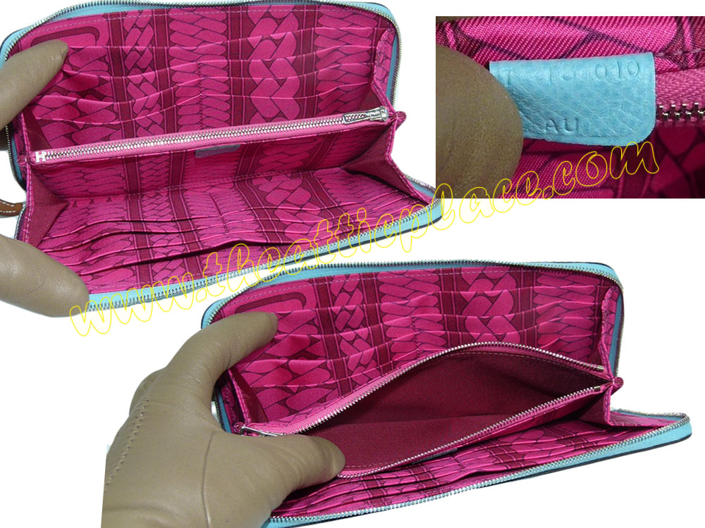 Hermes Silk in Wallet Epsom Blue Atoll/ Rose Tyrien Zip around -38065 Hermes Silk in Wallet Epsom Blue Atoll/ Rose Tyrien Zip around -38065
