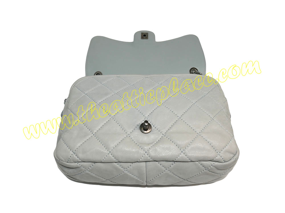 Chanel 15490032 Greylish Blue Velvet Leather Jumbo Zip Flap Shoulder/ Cross Body Bag-38217 Chanel 15490032 Greylish Blue Velvet Leather Jumbo Zip Flap Shoulder/ Cross Body Bag-38217