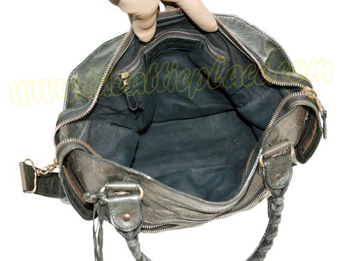 Balenciaga 173084 Anthracite/ Dark Green Giant 21 City Bag in Rose