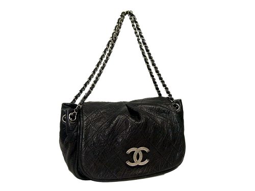 Chanel 11754843 Black Distressed Calf Accordion Flap Ruthenium Hardware-0