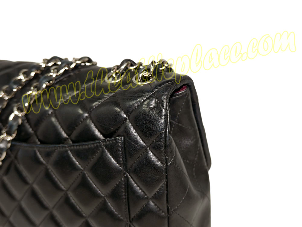 Chanel 12329098 Black Lambskin Jumbo Single Flap Silver Hardware-38943 Chanel 12329098 Black Lambskin Jumbo Single Flap Silver Hardware-38943