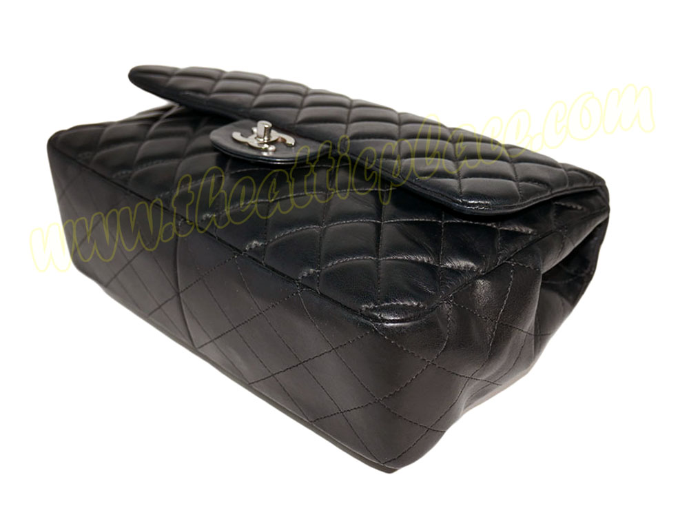 Chanel 12329098 Black Lambskin Jumbo Single Flap Silver Hardware-38945 Chanel 12329098 Black Lambskin Jumbo Single Flap Silver Hardware-38945