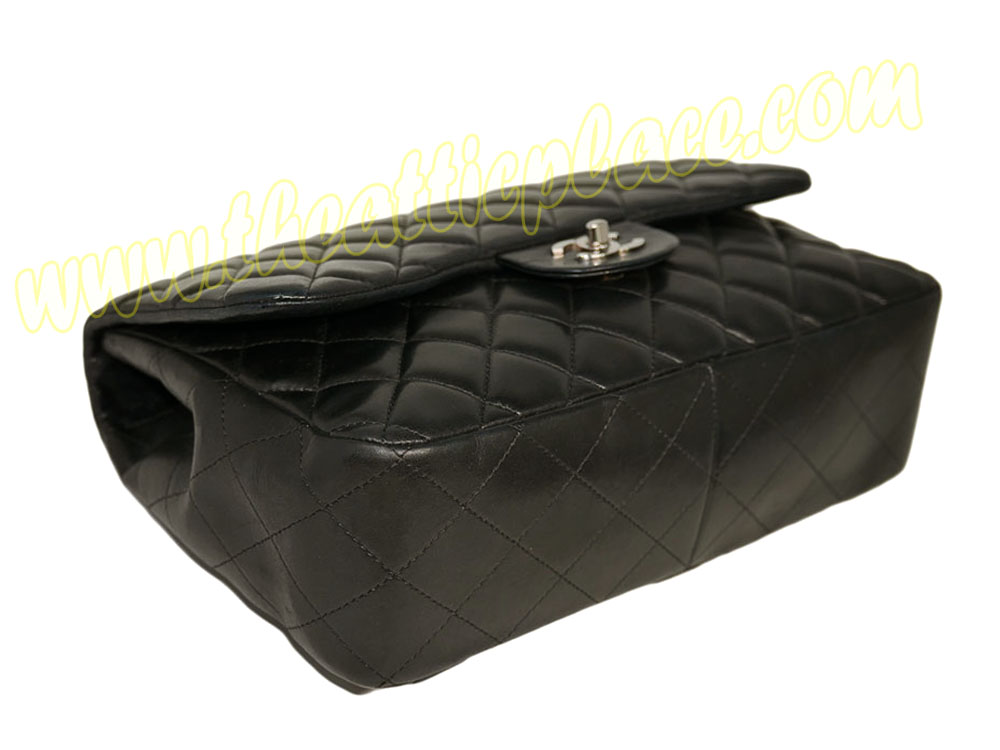 Chanel 12329098 Black Lambskin Jumbo Single Flap Silver Hardware-38942 Chanel 12329098 Black Lambskin Jumbo Single Flap Silver Hardware-38942