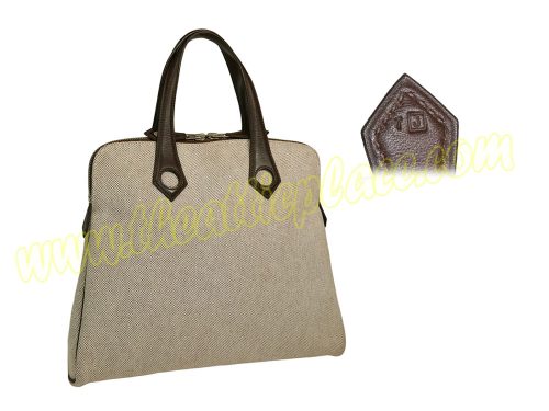 Hermes Heeboo PM J Stamp Canvas Beige/ Brown Tote S-0