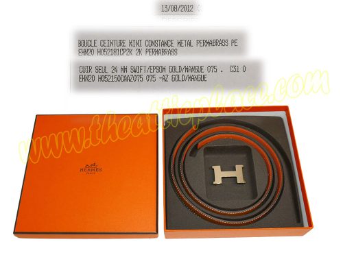 Hermes 24mm Revesible Belt Gold/ Mangue 075 with Constance H Gold Buckle -0