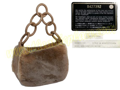 Chanel 9427392 Beige/ Brown Rabbit Fur Hobo withLeather Strap-0
