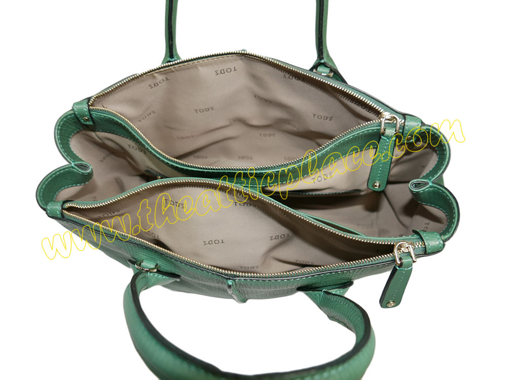 Tod's Green D-Styling Shopping Due Zip Bag with Strap-39242 Tod's Green D-Styling Shopping Due Zip Bag with Strap-39242