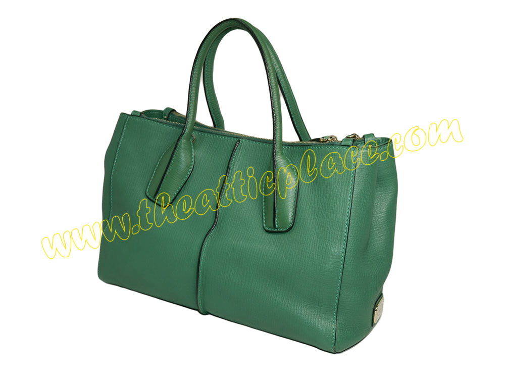 Tod's Green D-Styling Shopping Due Zip Bag with Strap-39241 Tod's Green D-Styling Shopping Due Zip Bag with Strap-39241