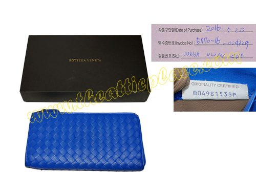 Bottega Veneta 338137 Electric Blue Intrecciato Nappa Long Zipped Wallet -0