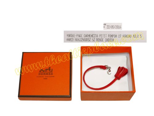 Hermes Book Mark Pompon 17 Rouge Indien Bag Charm-0
