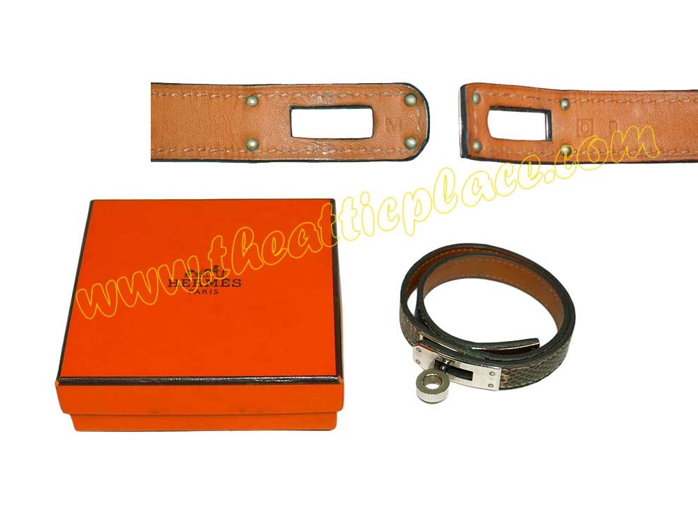 Hermes Ombre Lizard Kelly Double Tour Palladium Hardware O Stamp M Size Unisex -0 Hermes Ombre Lizard Kelly Double Tour Palladium Hardware O Stamp M Size Unisex -0