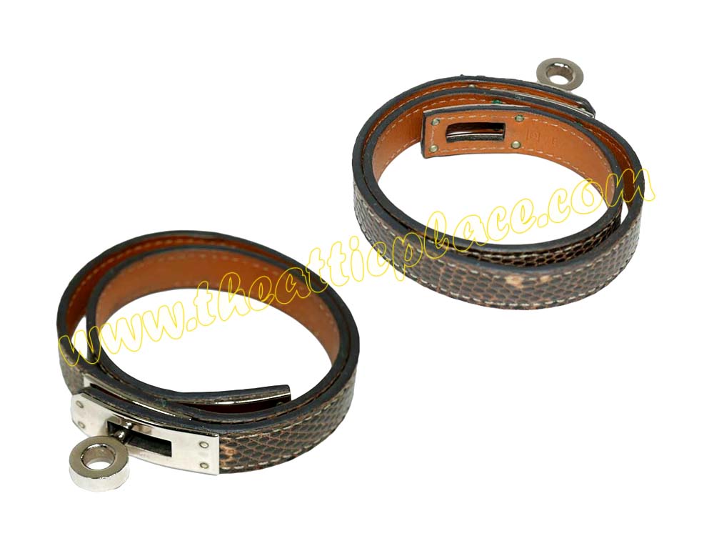 Hermes Ombre Lizard Kelly Double Tour Palladium Hardware O Stamp M Size Unisex -39385 Hermes Ombre Lizard Kelly Double Tour Palladium Hardware O Stamp M Size Unisex -39385
