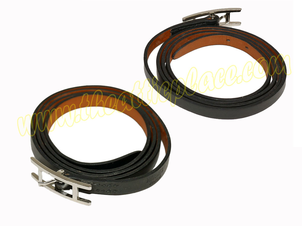 Hermes Black Calf Hapi Quad Tour Leather Wrap Bracelet M Size Q Stamp Palladium Hardware Unisex -39383 Hermes Black Calf Hapi Quad Tour Leather Wrap Bracelet M Size Q Stamp Palladium Hardware Unisex -39383