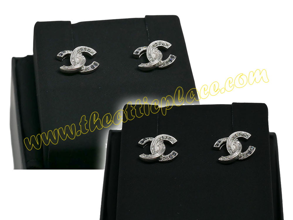 Chanel A88785Y CC LogoTwist Argent/ Crystal studded earrings-39537 Chanel A88785Y CC LogoTwist Argent/ Crystal studded earrings-39537