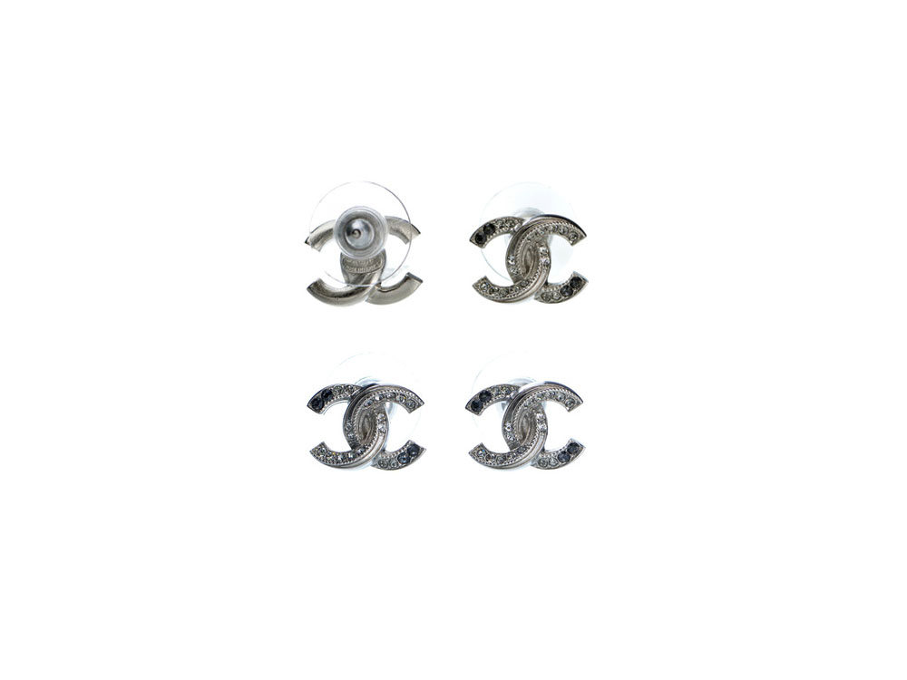 Chanel A88785Y CC LogoTwist Argent/ Crystal studded earrings-39536 Chanel A88785Y CC LogoTwist Argent/ Crystal studded earrings-39536