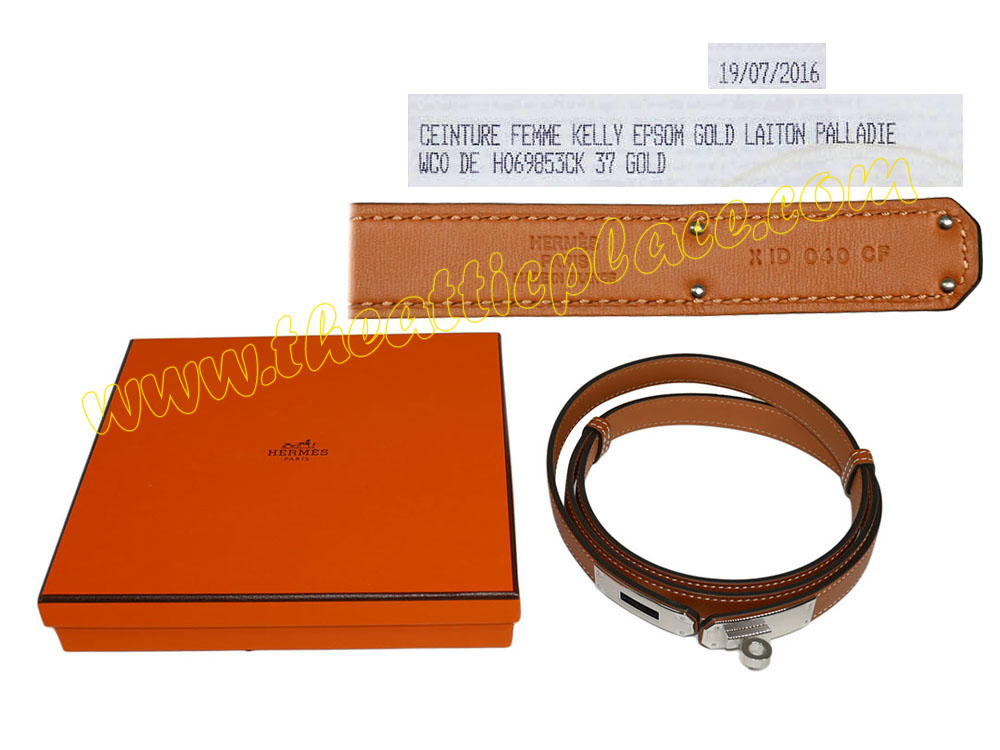 Hermes Gold/ Tan Epsom Adjustbale Kelly Belt Palladium Hardware-0 Hermes Gold/ Tan Epsom Adjustbale Kelly Belt Palladium Hardware-0