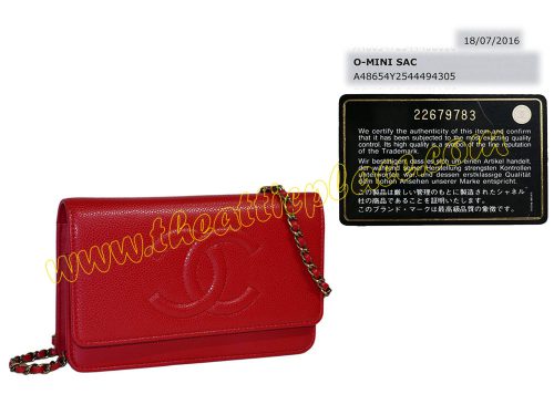 Chanel 22679783 Wallet On Chain A48654Y Red Caviar Timeless CC Logo Vintage Gold Hardware-0