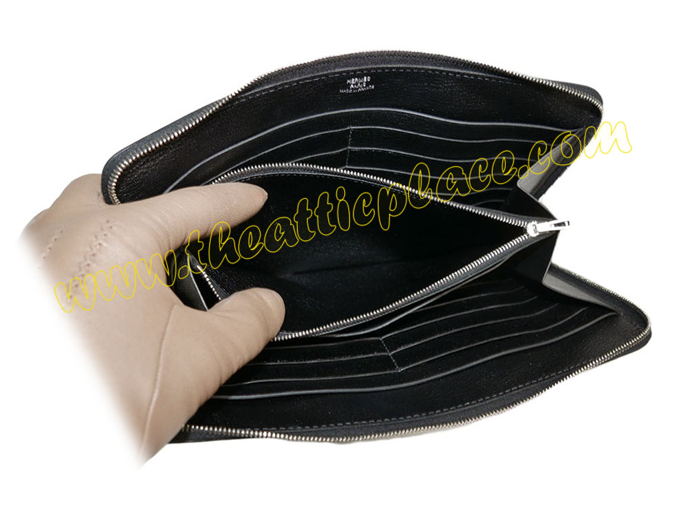 Hermes Black Togo Azap TGM T Stamp Combined Wallet/ Clutch for Unisex-39692 Hermes Black Togo Azap TGM T Stamp Combined Wallet/ Clutch for Unisex-39692