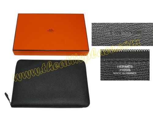 Hermes Black Togo Azap TGM T Stamp Combined Wallet/ Clutch for Unisex-0