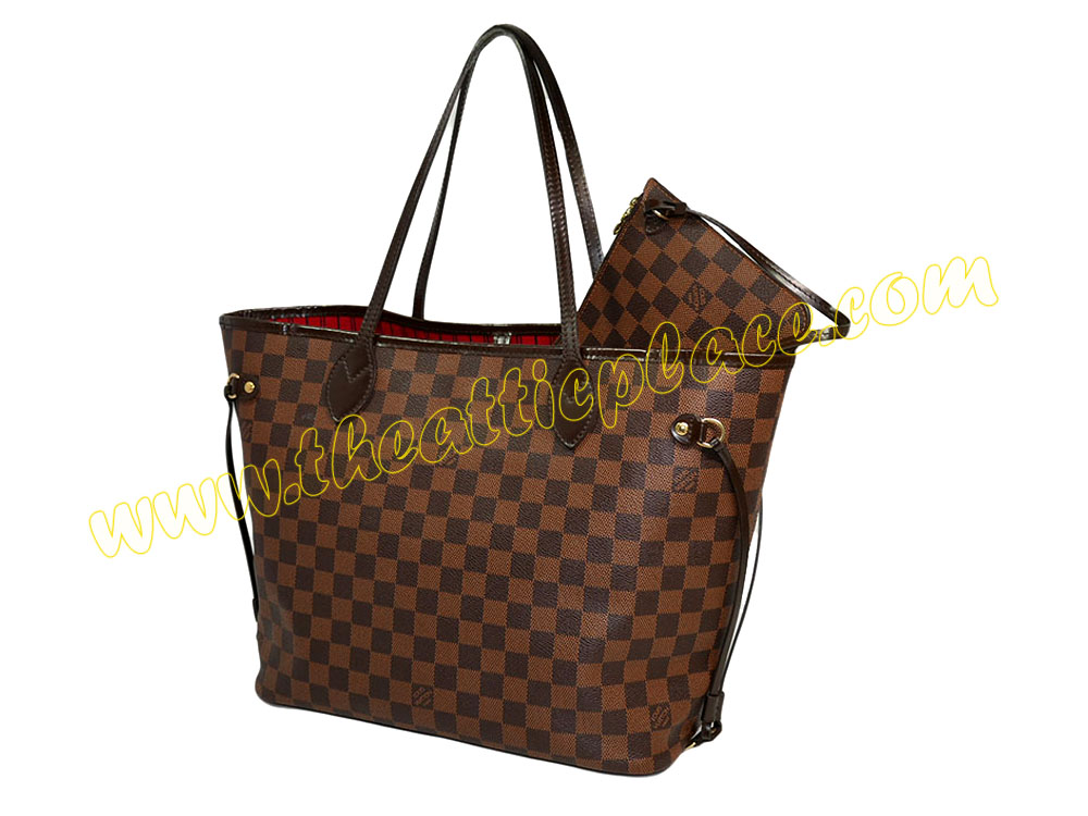 Louis Vutttion N41358 Damier Canvas Neverfull MM (GI2124) with Pouch-39681 Louis Vutttion N41358 Damier Canvas Neverfull MM (GI2124) with Pouch-39681