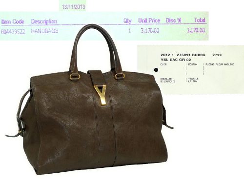 YSL 275091 Bubog Dark Brown Distressed Leather Cabas Large for Unisex -0