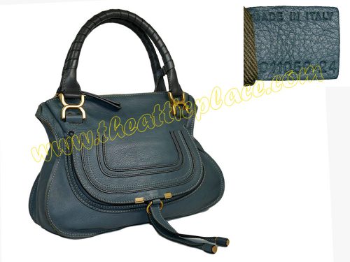 Chloe Greylish Blue Calf Marcie Medium Tote -0