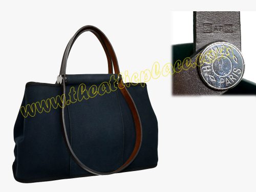Hermes Unisex Cabag Black/ Brown Calf O Stamp Document Bag-0