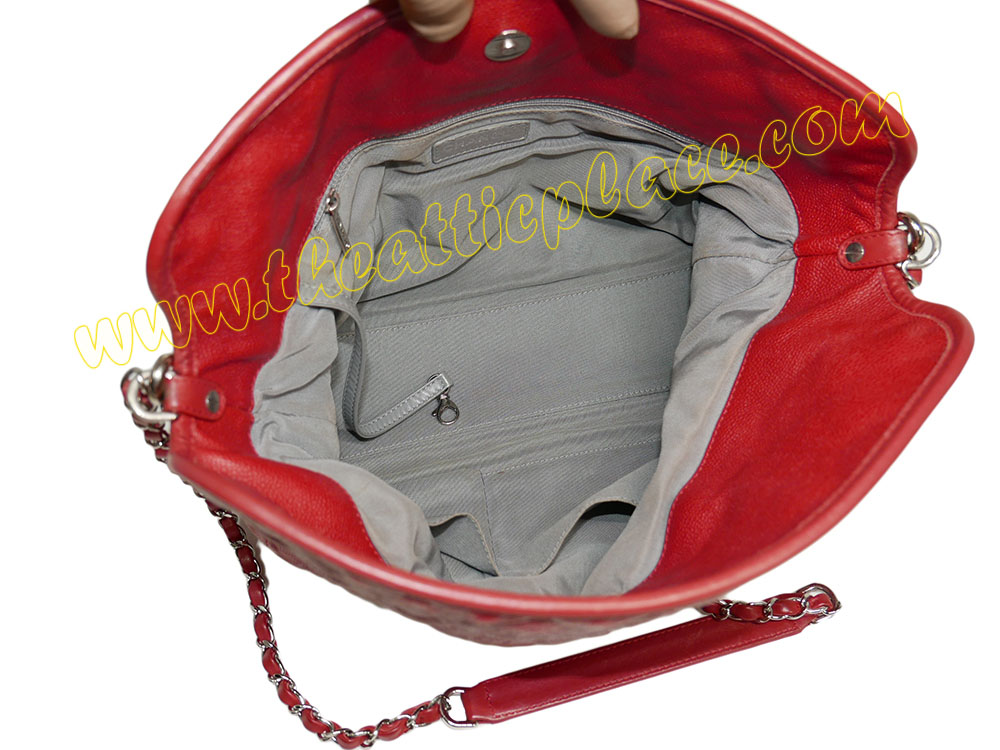 Chanel 17654881 Red Caviar Distressed Flap Hobo Shopping 2- Way Bag-40124 Chanel 17654881 Red Caviar Distressed Flap Hobo Shopping 2- Way Bag-40124