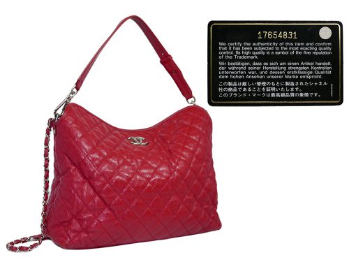 Chanel 17654881 Red Caviar Distressed Flap Hobo Shopping 2- Way Bag-0