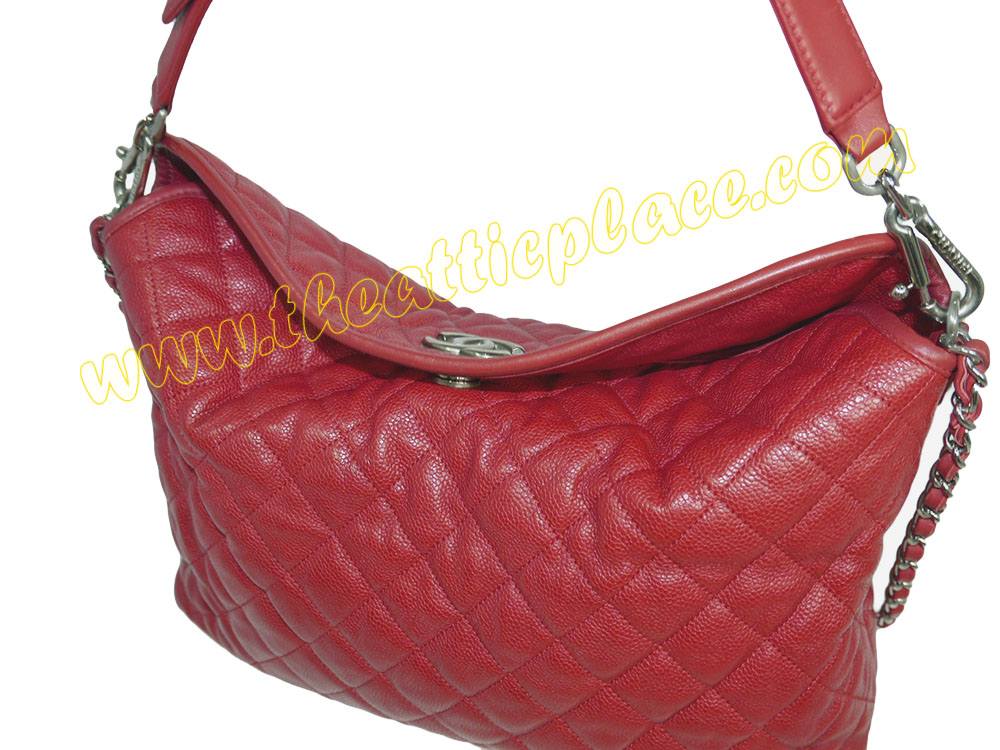 Chanel 17654881 Red Caviar Distressed Flap Hobo Shopping 2- Way Bag-40127 Chanel 17654881 Red Caviar Distressed Flap Hobo Shopping 2- Way Bag-40127