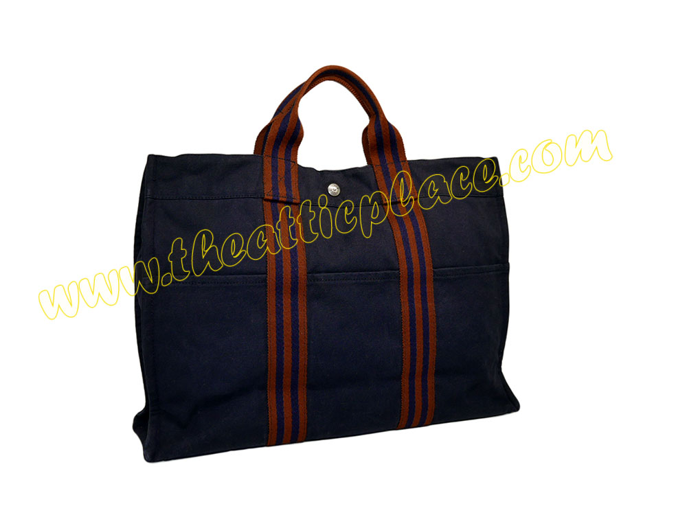 Hermes Blue / Red Canvas Herline MM Tote -0 Hermes Blue / Red Canvas Herline MM Tote -0