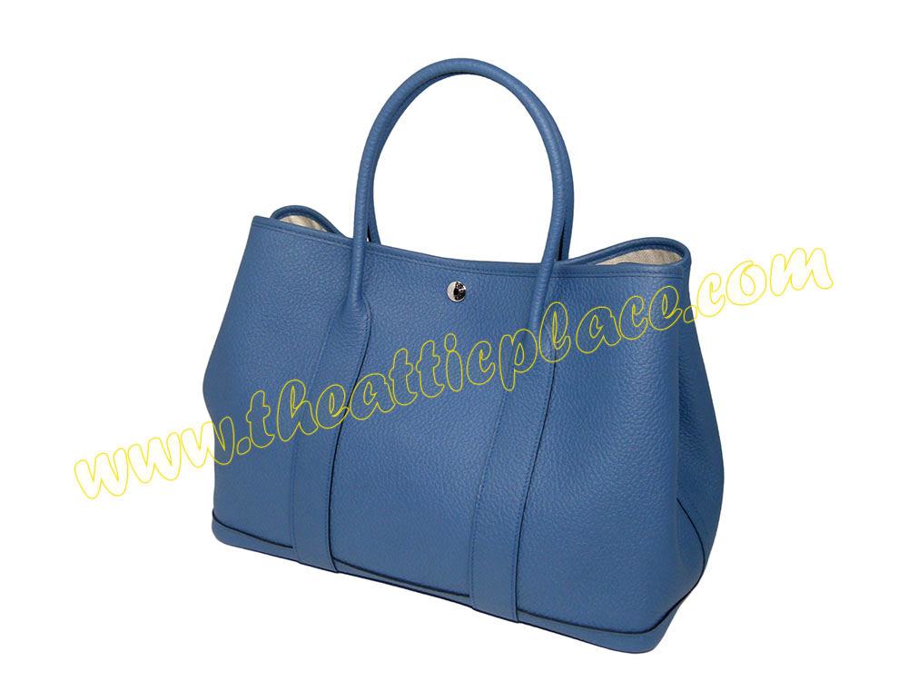 Hermes Garden Party 36cm Bleu Agate Document/ Shopping Bag-40469 Hermes Garden Party 36cm Bleu Agate Document/ Shopping Bag-40469
