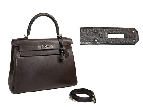 Hermes Retourne Kelly 28 Ebene Evergrain Leather J Stamp Palladium Hardware-0