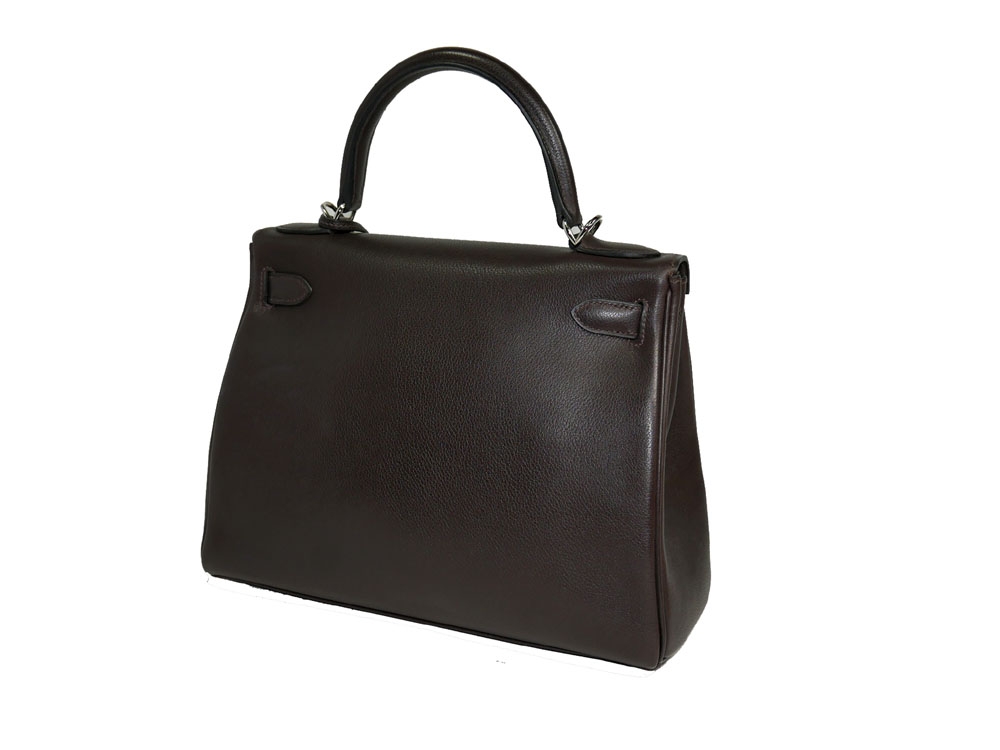 Hermes Retourne Kelly 28 Ebene Evergrain Leather J Stamp Palladium Hardware-31720 Hermes Retourne Kelly 28 Ebene Evergrain Leather J Stamp Palladium Hardware-31720