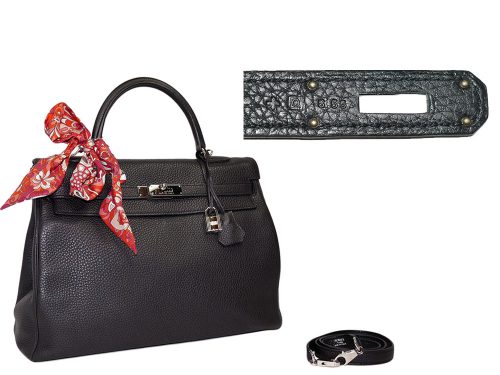 Hot Sales ! Hermes Kelly 35 Black Clemence O Stamp Palladium Hardware-0