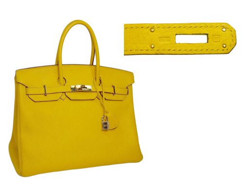 Hermes Birkin 35 M Stamp Soleil/ Yellow Togo Gold Hardware-0