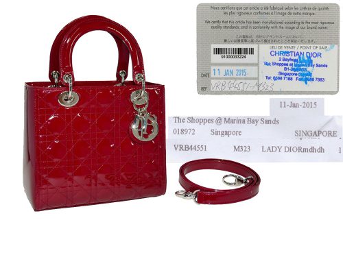Dior Patent Red Cannage Lady Dior Silver Hardware w Strap-0