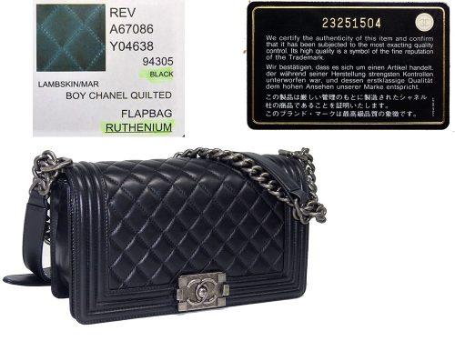 Chanel 23251504 Quilted Le Boy Flap Black Calf Medium Size Ruthenium Hardware-0