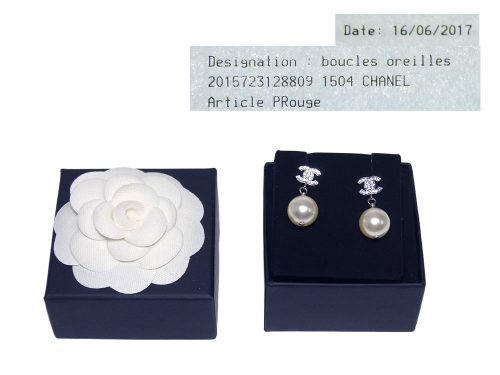Chanel Double C Crystal with Pearl Earring Silver Hardware-0