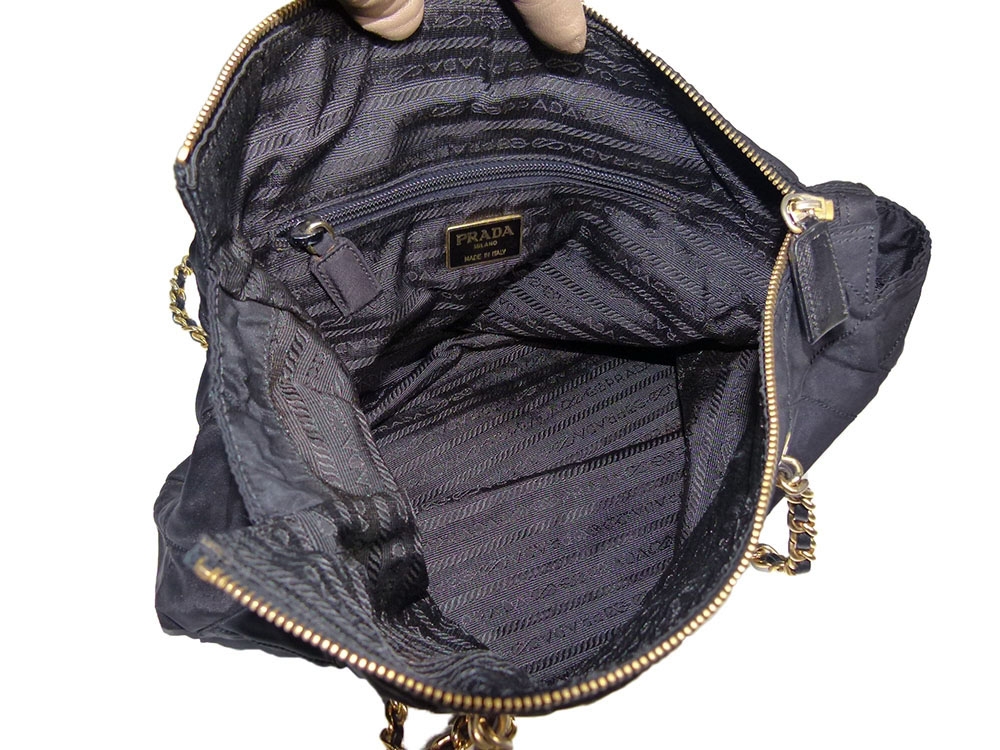 Prada Black Nylon Vintage Quilted Zip-Top Gold Hardware Bag-31332 Prada Black Nylon Vintage Quilted Zip-Top Gold Hardware Bag-31332