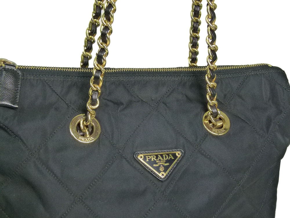 Prada Black Nylon Vintage Quilted Zip-Top Gold Hardware Bag-31330 Prada Black Nylon Vintage Quilted Zip-Top Gold Hardware Bag-31330