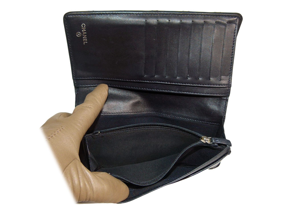 Chanel 16446375 Black Lambskin 8 Cards Long Wallet Silver Tone Hardware-31554 Chanel 16446375 Black Lambskin 8 Cards Long Wallet Silver Tone Hardware-31554