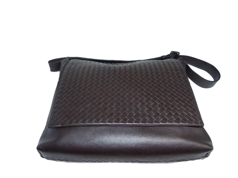 Bottega Veneta 221065 Black Men's Woven Flap Messenger Bag-31538 Bottega Veneta 221065 Black Men's Woven Flap Messenger Bag-31538