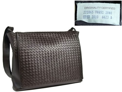 Bottega Veneta 221065 Black Men's Woven Flap Messenger Bag-0