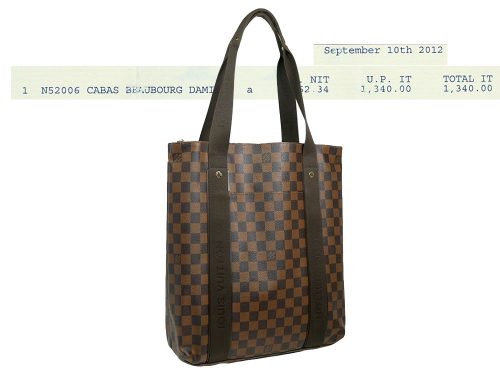 Louis Vuitton N52006 Damier Ebene Canvas Beaubourg Laptop/ Document Tote Bag-0